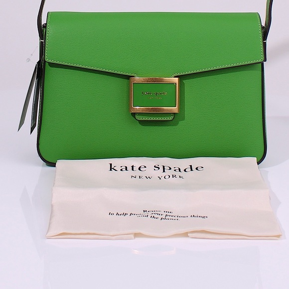 Kate Spade New York Katy Textured Leather Medium Shoulder Bag In Green - Picture 8 of 11